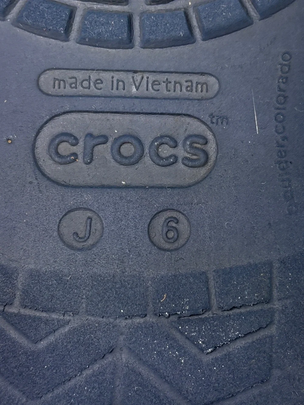 Crocs Crocband Clogs Navy Red White Kids J6 Youth Slip On Shoes